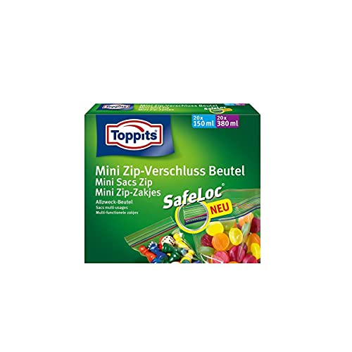 Toppits Ziploc Mini Zip-Verschlußbeutel Sortimentsbox (20 x 150 ml, 20 x 380 ml) - 40St.