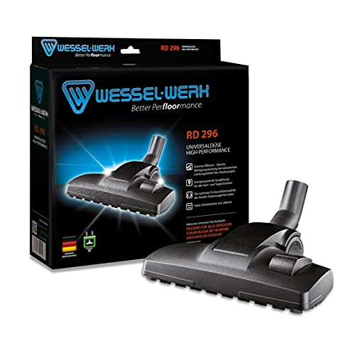 Wessel-Werk RD 296 Staubsaugerdüse | umschaltbare Bodendüse für Staubsauger | Kombidüse für Hartboden und Teppich | für Energiesparsauger unter 600 Watt | inkl. Reinigungszubehör | passend von 32-38mm