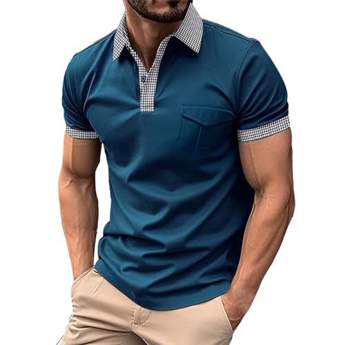 Hehiy Herren Sommer T-Shirt Polo Kragen Slim Fit Baumwolle-Anteil Basic schwarzes Männer Poloshirts Longsleeve-Sweatshirt Kurzarm Weißes Kurzarmshirts lang Poloshirt Herren Regular Fit