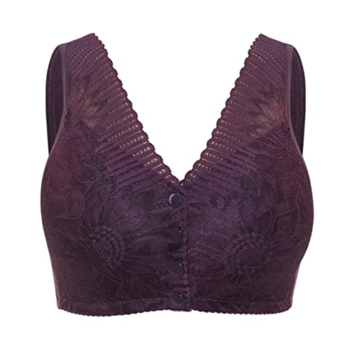 Bluelucon Bustier Damen Gepolstert Klebe-bhs Sport-bhs Vordere Schnalle Gepolstert Underhemd Für Laufen Joggen Yoga Lila 40