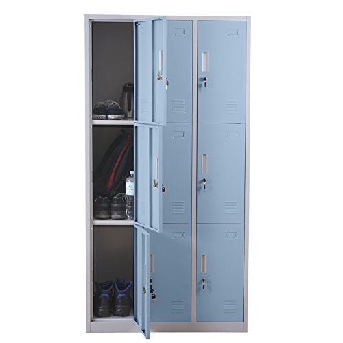 Schließfach Boston T829, Schließfachschrank Wertfachschrank Spind, Metall 9 Fächer - blau