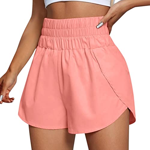 Sport Shorts Damen Sommer Sporthose Kurze Hose Kurz 2 in 1 Laufhose Fitness Jogging Gym Yogashorts Elastisch Schnelltrocknend High Waist Running Shorts Weiten Beinen Loose Laufshorts