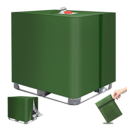 MaxEarn IBC Tank Abdeckung, 420D Grün Abdeckplane mit Reißverschluss, IBC Container Cover Schutzhülle Schutzhaube Schutzplane für IBC-Tank Behälter Container Regenwassertank 1000L Wassertank Zubehör