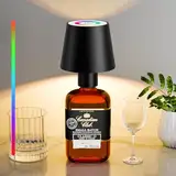 brightower LED Flaschenlampe mit RGB,5200mAh Touch Kabellose Flaschenleucht, IP54 stufenloses Dimmen Tischlampe für Restaurants im Innen- und Außenbereich, Bars, Schlafzimmer&Camping (black)