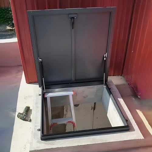 Dachfenster Dachausstiegsluke aus Aluminium, Hochleistungs-Sicherheitsdachtür mit Schloss und Gummidichtungsstreifen, Regendichter Kellerausstiegsdeckel, Dachboden-Oberlichtlüftung(100x45cm/39.4x17.7i