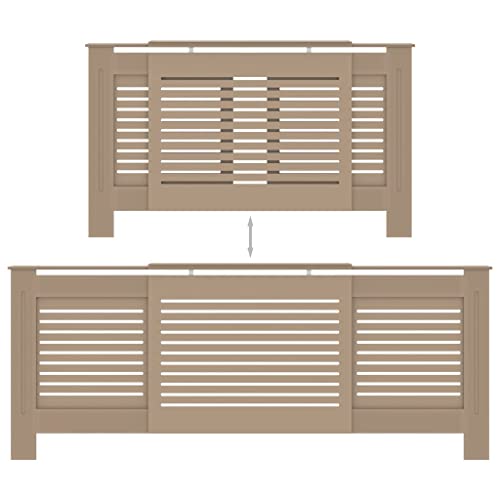 Yunir MDF-Heizkörperabdeckung 55,9–80,7 Zoll, Modernes Lamellendesign, Verstellbare Länge, Montage Erforderlich, Zusätzlicher Ablageplatz, weiß