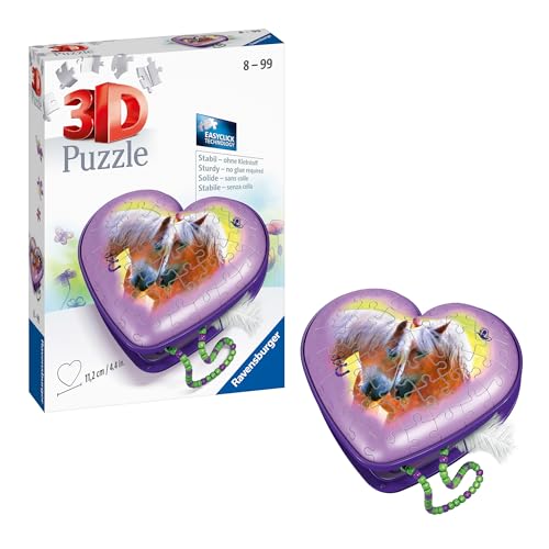 Ravensburger 3D Puzzle 11171 - Herzschatulle Pferde - 54 Teile - Aufbewahrungsbox für Pferde-Fans ab 8 Jahren, Pferde Geschenke für Mädchen und Jungen