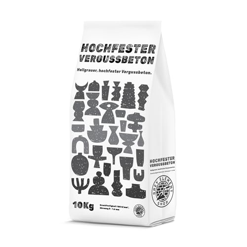 Grey Element Bastelbeton zum Gießen 10 kg einfach zu verarbeiten und schnelle Aushärtung - Hochfestes Gießpulver zum Formen gießen mit spiegelglatten Oberflächen - Gießmasse für Silikonformen