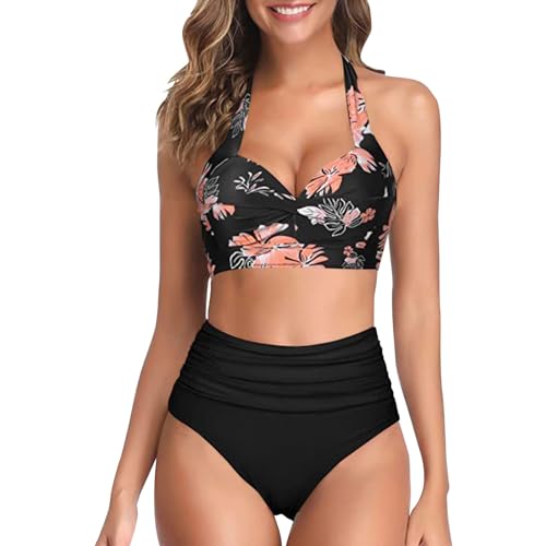 Bikini Damen Neckholder Set Triangel Bikini Sexy Badeanzug Zweiteiliger Badeanzug Bikini Mit Ring Bademode Swimsuit Bekinini Bauchweg WeißEr Bikini Damen Push Up Bademode FüR Damen Ab 50 Bikini