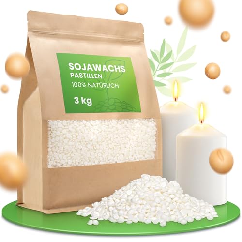 molinoRC 3 kg Sojawachs für Kerzen [100% pflanzlich] - Reines Premium Soja Wachs für Kerzen mit Langer Brenndauer - Creme weißes Soja Kerzenwachs zum Gießen - Soy Wax for Candle Making