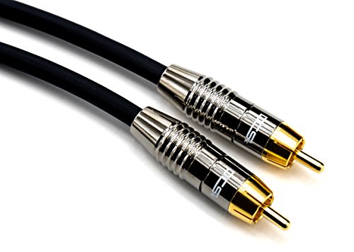 DCSk 15m Audio Subwoofer-Kabel (15 m) vergoldet & 3-Fach geschirmt, Mono Cinch-Kabel mit 1 zu 1 Cinch-Stecker, Audiokabel, Menge: 1 Stück