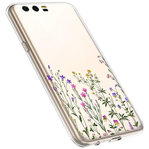 MoreChioce kompatibel mit Huawei Honor 9 Hülle,Huawei Honor 9 Handyhülle Blume,Ultra Dünn Transparent Weiche Silikon Schutzhülle Clear Crystal Rückschale Tasche Defender Bumper,Blumenzweig #14