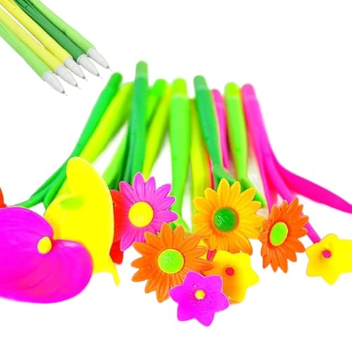 10pcs Blumenstifte, 0,5 mm schwarz kreatives Gel -Tintenpflanzstifte, 7,8 Weichgummi -Stiftstifte für Heimbüroschüler, die Lehrer für Kinder schul anwesend