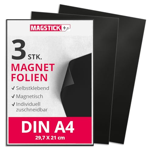 3er Set Magnet-Folie in DIN A4 I selbstklebend, rohbraun schwarz I zum Basteln I für Foto Bild Motiv Stanzen Kühlschrank-Magnet Lehrer-in I diy I mag_002