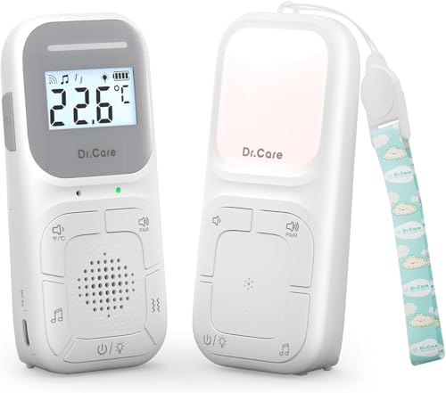 Dr.Care NeoGo Tragbares Audio-Babyphone und Soundmaschine | 300m Reichweite, Zwei-Wege-Kommunikation, VOX, Nachtlicht, 8 Schlaflieder, Vibrationsalarm, Ideal für Reisen und Geschenke