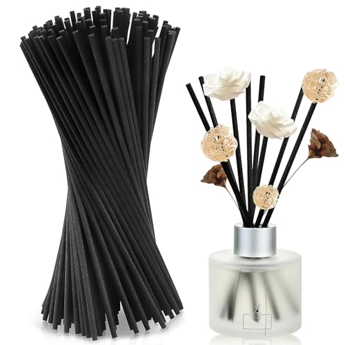 Duftstäbchen Nachfüllpack Raumduft Stäbchen Rattanstäbchen Holzstäbchen für Raumduft 40cm x 3mm 100Stk Reed Diffuser Diffuserstäbchen Fiber Aroma Stäbchen Schwarz