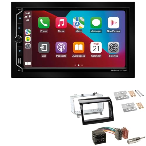 ESX VMX700DAB 2-DIN Autoradio kompatibel mit Wireless Apple CarPlay Android Auto Bluetooth DAB+ passend für FIAT Ducato 2011-2015 Klavierlack schwarz ISO