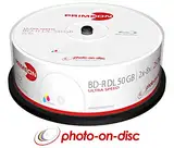 Primeon BD-R DL 50GB/2-8x Cakebox (25 Disc) Photo-on-disc, Inkjet Full Size Printable Surface