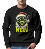 MoonWorks® Sweatshirt Herren Weihnachtspullover Grinch Spruch Weihnachten Nein Weihnachtmuffel schwarz XL