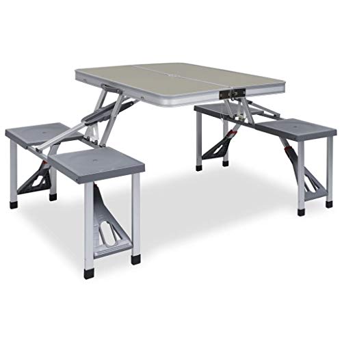 Homgoday Klapptisch Campingtisch mit 4 Sitzen Stahl Aluminium 956