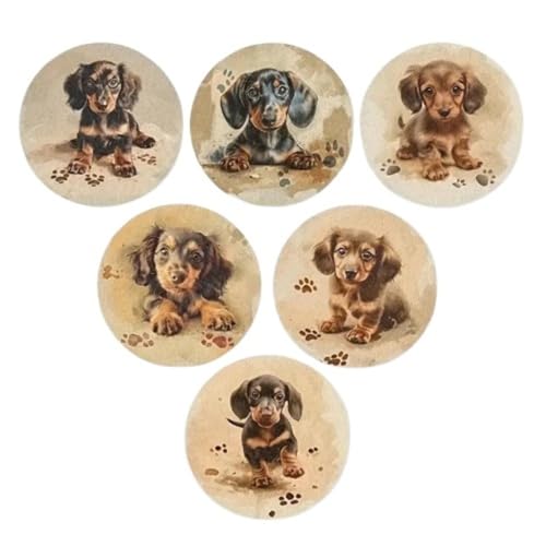 6er Set Untersetzer Dackel Hund 10 cm Ø Figur Deko MU K38