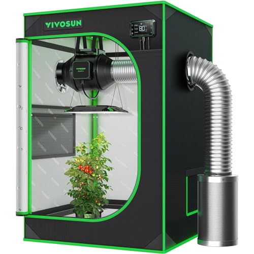 VIVOSUN S223 Growzelt 60x60x90cm Indoor-Wachstumszelt aus hochreflektierendem Mylar mit Beobachtungsfenster und Bodenwanne für Hydrokulturen-Anbausystem in Innenräumen für VS1000