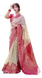 IMTRA FASHION Damen Saree Im Kanjivaram Stil Cremefarbener Indischer Banarasi Jacquard Sari Mit Ungenähtem Blusenteil