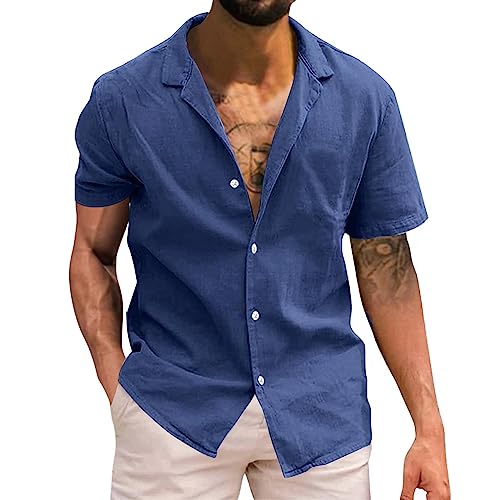 Hehiy Hemd Herren Sommer Kurzarm Hemden Männer Freizeithemd Casual Leicht Shirts Herrenhemden WeißEs Sommerhemd Herren