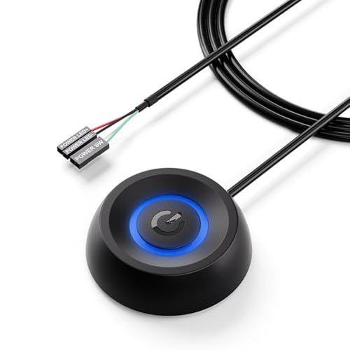 Okaywork 1.8m PC-Netzschalter Verlängerungskabel mit LED-Licht,Netzschalter für Desktop Computers, PC Power Button Einschaltknopf für Externer Fernstart,Netzschalter power switch pc Schwarz
