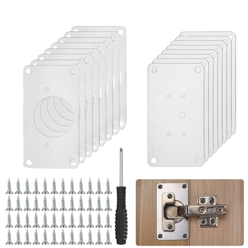 8 Stk Schrank Scharniere Reparaturplatten, Schranktüren Scharnier Reparaturset Edelstahl, für Möbel, Schrank, Schublade, Fenster, Reparatur Platten, mit Schraubendreher