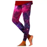 Generisch Galaxy Leggings Damen Hohe Taille Galaxy Kostüm Damen Bedruckte Bunte Leggings Yoga Hose Stretchy Yogahose Hosen Frauen Planeten Kostüm Karneval Yoga Leggings (L)