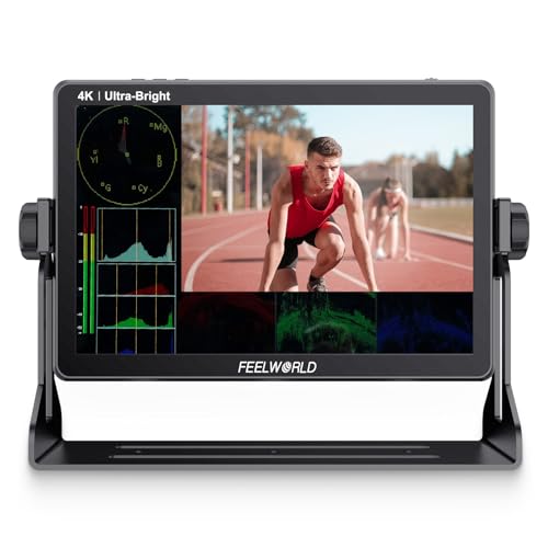 FEELWORLD LUT11H Kamera Field Monitor 10,1Zoll Touchscreen 2000 nit ultrahelle Feld DSLR Monitor mit Touchscreen Waveform LUT F970 Installation und Power Kit HDMI Eingang Ausgang