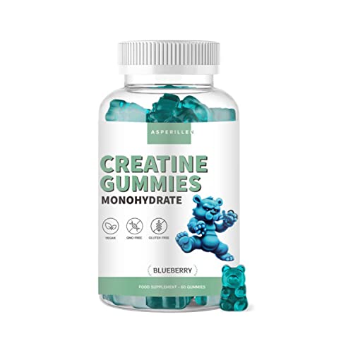 Kreatin Monohydrat Gummibärchen - 2000 mg Creatin Monohydrat pro Dosis - Veganer Kreatin Ohne Gluten - Creatine Gummies - 60 Einheiten Blaubeergeschmack