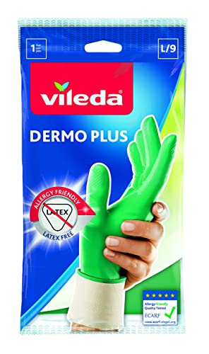 Vileda Dermo Plus/Sanft & Schonend Gummihandschuhe, latexfrei, Größe L, 1 Paar , 1er Pack