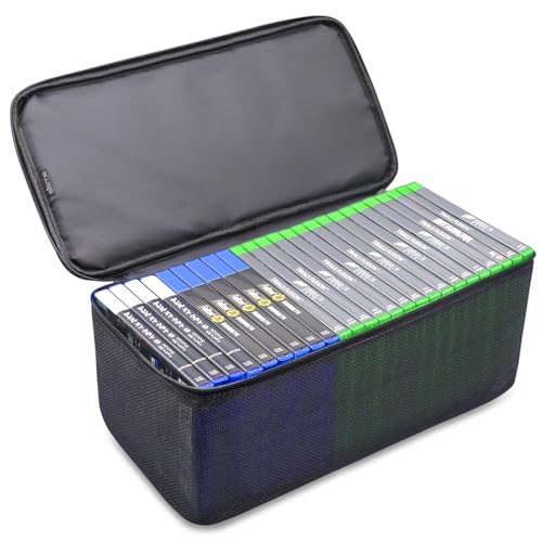 sisma Spiele Aufbewahrung Tasche Kompatibel mit PS5 PS4 Xbox, 23-27 Spiele Disc Kapazität, Universaltasche Tragetasche Spielen Organizer