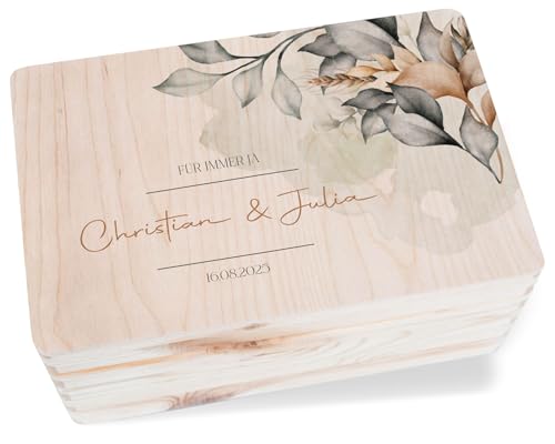 Erinnerungsbox - Für Immer ja | Liebesgeschenk | Ich Liebe Dich Geschenk Holzkiste | Geldgeschenk Verpackung Hochzeit Geldbox | Schatzkiste Hochzeit | Geschenkbox Liebe | Beziehung Geschenk - 30 x 20