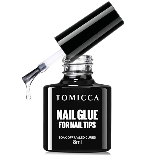 TOMICCA Nagelkleber Für Kunstnägel -6 In 1 Nail Glue Gel UV Nagel Kleber Press on Nails, Nail Tips Nagelkleber Gel Für Fake Nails, 8ml