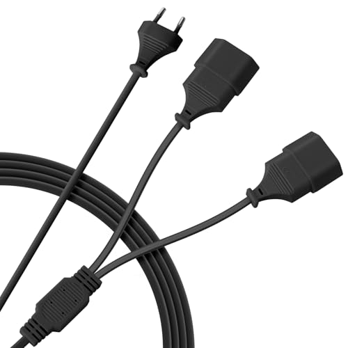 2M Schutzkontakt Verlängerungskabel 1-2 Euro Stecker Verlängerungskabel Typ C 0,75 mm² Max. 2,5A/250V Eurostecker Verlängerung für TV PC Monitor Haushaltsgeräte Schwarz
