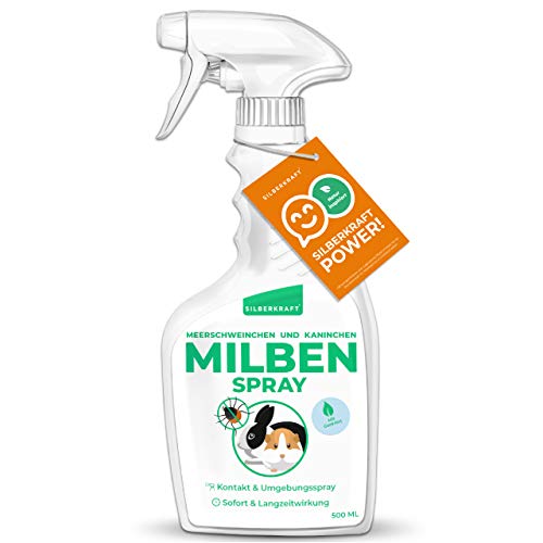 Silberkraft Milbenspray Meerschweinchen, Kaninchen & Kleintiere 500 ml, zuverlässiger Milbenschutz, nützliche Parasitenabwehr, effizientes und garantiert hilfreiches Anti-Milben-Mittel