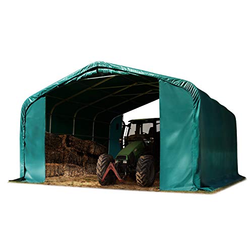 Weideunterstand 6x6 m PVC Plane 850N wetterfester Unterstand Lagerzelt grün für Erduntergrund