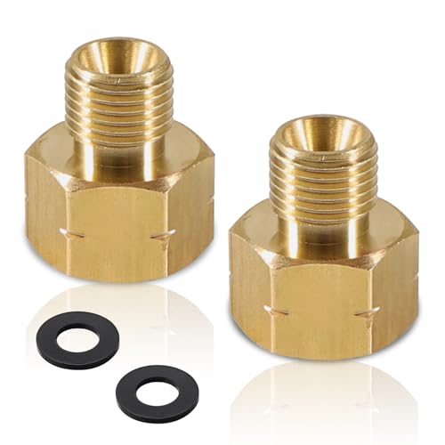 2 Stück Messing LPG Gas Adapter 3/8 Zoll IG x 1/4 Zoll AG lks, messing gasherd armaturen gasschlauch verbinder IG 3/8" x AG 1/4" lks, Messing Reduzierstück 3/8" Innengewinde x Außengewinde 1/4" links