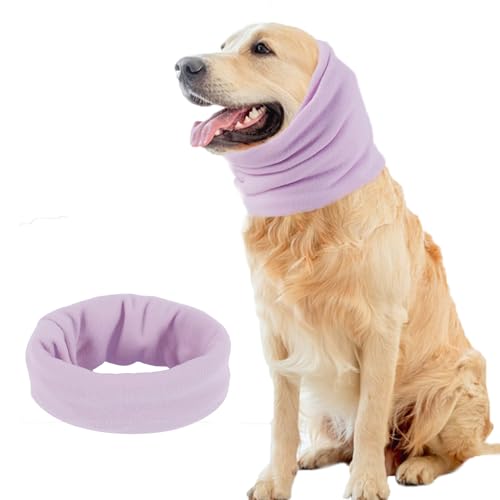 Pattepoint Hündohr Muffs Noise Protection, Kleiner Hund Ohrenschützer für Komfort Small Dog Earmuffs, Kapuzenpullis für Hunde Katzen, Hunde Hals und Ohren Wärmer Hunde Hoodie Anti Angst Snood -Lila M