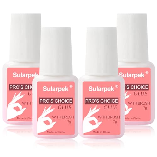 Sularpek 4 Stück Nagelkleber für Kunstnägel, 7ml Nail Glue, Nagelkleber für Tips, Nagel Kleber Gel Nägel, Nagelkleber Extra Stark, Kleber für Nägel, Nagelkleber mit Pinsel, für Haus,Salon