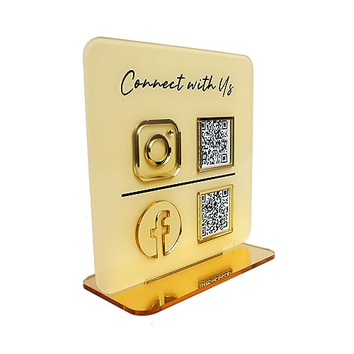 QR-Code-Schild aus Acryl, personalisiertes Logo, Multi-Scan-Zahlung und Social-Media-Display, 3D-Form (2 QR-Codes)