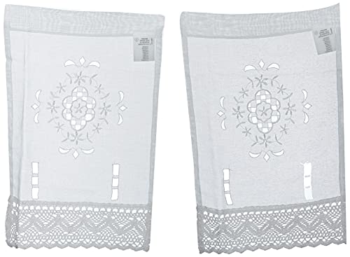 Home fashion FENSTERBILDER LEINENSTRUKTUR Lochstickerei, Stoff, weiß, 45 x 30 cm, 2