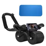 Bauchroller Automatisches Rebound Bauchrad, 2-in-1 Bauchtrainer Plank AB Roller Wheel für Core Trainer, Bauchmuskeltrainer mit Ellenbogenstütze, Fitnessgeräte für Zuhause, Schwarz