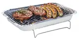 RESCH 502602 mobiler Holzkohle Einweg-Grill mit Kohle & Rost, ideal für 2 Personen Aluminium Schale Tischgrill tragbar, Holzkohlegrill ideal für unterwegs, 31 x 24 x 4,8 cm