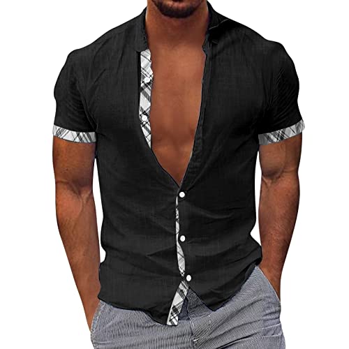 Male Hemd weisses Trachtenhemd männer Freizeithemden für Herren Sommer übergröße Nylon Hemden Herren ausgefallene Hemden weiß Sport Shirts für Herren 3XL Kurzarm Hemden Herren