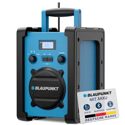 Blaupunkt BSR 30 Baustellenradio mit Akku – Tragbares Radio mit Bluetooth 5.3 robust (AUX-IN, 10 Watt RMS, Schutzklasse IPX5)