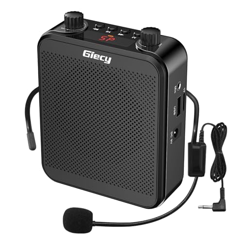 Giecy Sprachverstärker tragbar Blutooth Lautsprecher(30W) mit 7.4V/2800mAh Lithium Batterie und mikrofon Headset,Wiederaufladbares Mini Stimmverstärker für Trainer Lehrer Reiseführer Tagungen